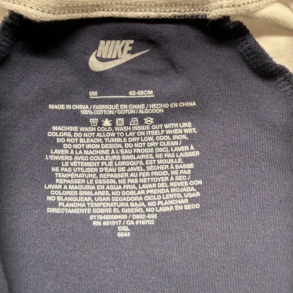 Nike Baby Footed Sleeper 6M Navy White Logo Zip Cotton One‎ Piece Pajamas